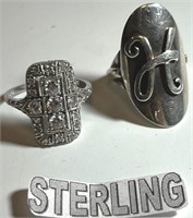 E - LOT OF 2 STERLING SILVER RINGS (C56)