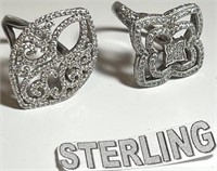 E - LOT OF 2 STERLING SILVER & STONES RINGS (C48)