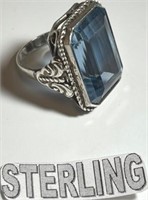 E - STERLING SILVER & STONE RING (C50)