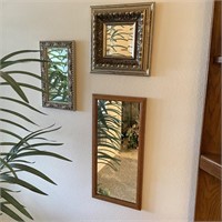Lot of 3 Small Hanging Framed Mirrors