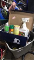 Box of Gardening Supplies and Insect Spray