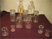 (11) Assorted Size Dairy Bottles…Back row 1- Fabe