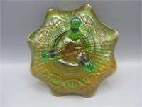 Nwood Green Beaded Cable Ruffled Flared Candy Dish