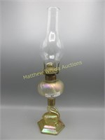 1989 Honey Amber Opal Swan Font Mini Oil Lamp with