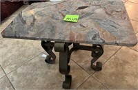 E - WROUGHT IRON & MARBLE TABLE (M119)