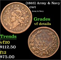 (1863) Army & Navy Civil War Token 1c Grades vf de