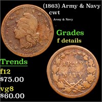 (1863) Army & Navy Civil War Token 1c Grades f det