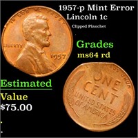 1957-p Lincoln Cent Mint Error 1c Grades Choice Un