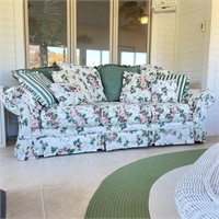 Bassett Floral Sofa w/ Loose Back Pillows