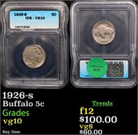 1926-s Buffalo Nickel 5c Graded vg10 By ICG