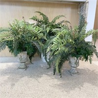 3 Faux Ferns in Decorative Pots