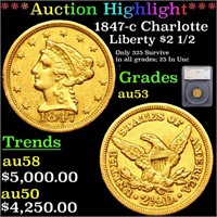 ***Auction Highlight*** 1847-c Gold Liberty Quarte