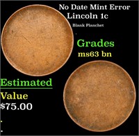 No Date Lincoln Cent Mint Error 1c Grades Select U