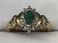 14kt Gold Diamond Emerald Ring