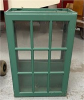 Green Wood Glass Cabinet