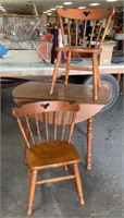 Round Drop Leaf Table & Two Chairs