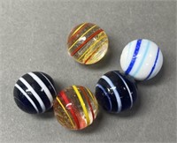 (5) Handmade Swirl Shooter Marbles