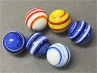 (6) Handmade Swirl Shooter Marbles
