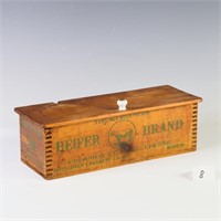 Vintage Heifer brand advertising wooden dovetailed