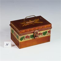 Vintage handpainted metal toleware box 1966