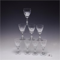 Eight crystal wine goblets
