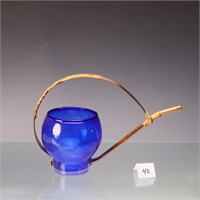 Mid century modern cobalt blue hand blown art glas