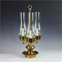 Vintage Colonial Brass three globe candle lantern