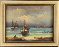 Old coastal/nautical acrylic on canvas by Range 19