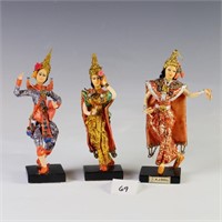 Three Siam doll dancers 8” tall