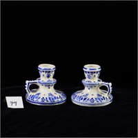 Vintage Delft blue and white candlesticks