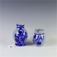 Two salt glazed pottery small pitchers