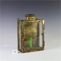 Made in Spain vintage brass candle lantern with gl