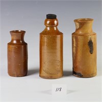 Three antique stoneware bottles