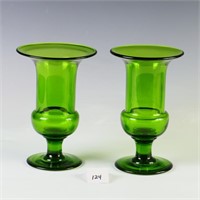Mid century modern green glass vases