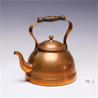 Vintage all copper kettle with wooden handle