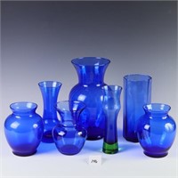 Seven Cobalt Blue vases