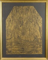 Vintage brass hand rubbing of an Icon