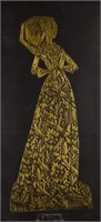 Vintage brass hand rubbing of a woman