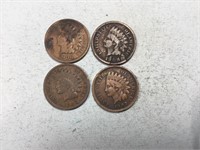 Two 1906 and two 1907 Indian head cents