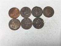 Seven Indian head cents