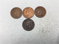 Three 1907, one 1908 Indian head cents