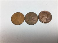 Three 1918 wheat cents