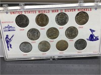 WW II silver nickel set