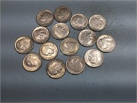 15 Roosevelt dimes, 1960 to 1964