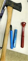 Axe, Shank, and Red Tool