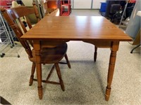 Small Wood Table W/ 1 Chair