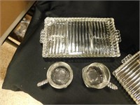 Vintage Clear Scalloped glass plates and tea cups