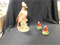 Ceramic bird figurine & set of Salt/Pepper Shakers