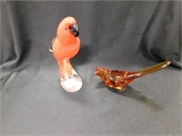 2 Art Glass Birds