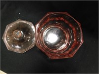 Vintage Indiana Glass Octagon lidded Candy Dish